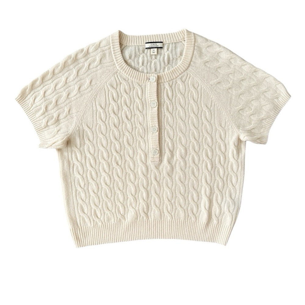 J.Crew Cashmere Cable Knit Henley T-shirt Sweater